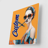 Chique moderne vrouw, geometrische elegantie vierkante klok (Hoek)