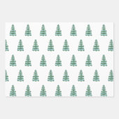 Chique Moderne Waterverf Kerstmis Groene dennenboo Inpakpapier Vel (Voorkant 3)