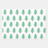 Chique Moderne Waterverf Kerstmis Groene dennenboo Inpakpapier Vel (Voorkant)