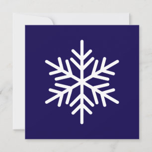 Chique Moderne Witte Noordse Sneeuwvlok Op Marineb Feestdagenkaart