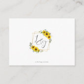 Chique moderne zonnebloem bloemenbruiloft details informatiekaartje (Achterkant)