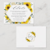 Chique moderne zonnebloem bloemenbruiloft details informatiekaartje (Voorkant / Achterkant)