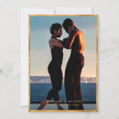 Chique moderne zwart en gouden luxe fotobruiloft save the date (Voorkant)