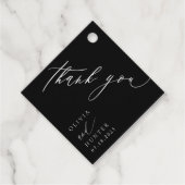 Chique moderne zwart & wit bruiloft bedankjes labels (Voorkant)