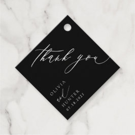 Chique moderne zwart & wit bruiloft bedankjes labels