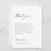 Chique moderne zwart & wit bruiloft bedankkaart (Voorkant)