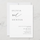 Chique moderne zwart & wit bruiloft kaart (Voorkant)