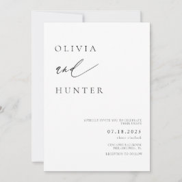 Chique moderne zwart & wit bruiloft kaart