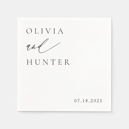 Chique moderne zwart & wit bruiloft servet (Voorkant)