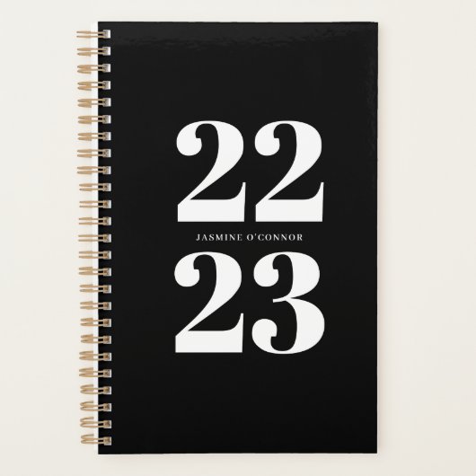 Chique Moderne Zwart Witte Typografie Planner (Voorkant)