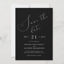 Chique moderne zwarte bruiloft save the date