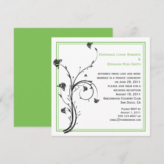 Chique moderne zwarte en groene wervelingen kaart (Voorkant / Achterkant)