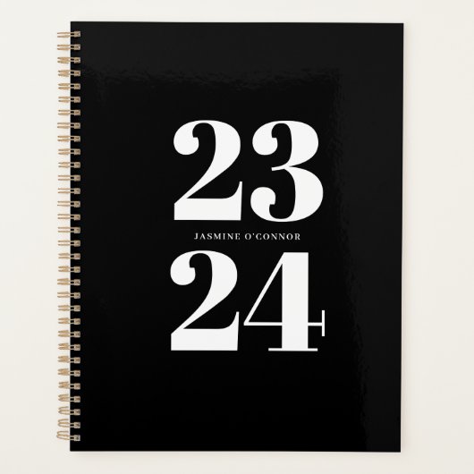 Chique Moderne Zwarte Witte Typografie Wekelijks M Planner (Voorkant)