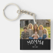 Chique Moeder Opgericht Kid Count Foto Zwart Wit Sleutelhanger (voorkant)
