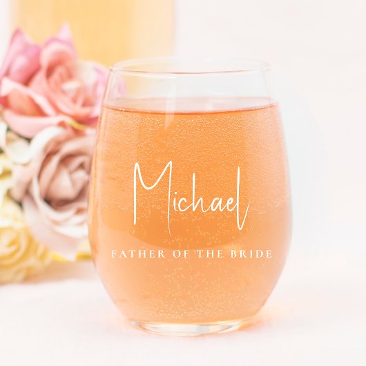 Chique moeder vader gepersonaliseerde bruiloft wijnglas zonder voet