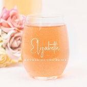 Chique moeder vader gepersonaliseerde bruiloft wijnglas zonder voet