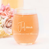 Chique moeder vader gepersonaliseerde bruiloft wijnglas zonder voet