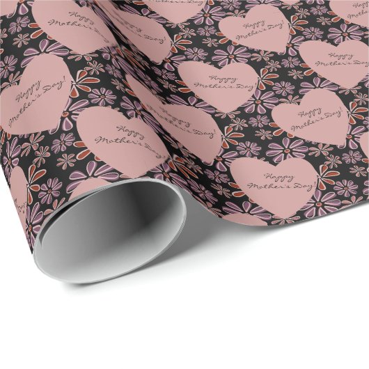 Chique Moederdag Bloem Ingelegde Harten Cadeaupapier (Rol Hoek)
