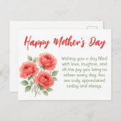 Chique Moederdag Briefkaart met Waterverf Bloemen (Voorkant / Achterkant)