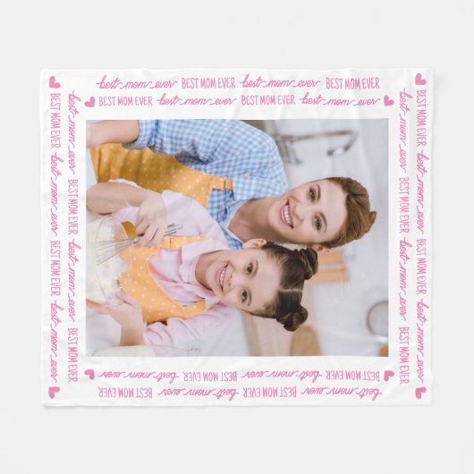 Chique MOM gepersonaliseerde foto roze Moederdag Fleece Deken (Voorkant (Horizontaal))