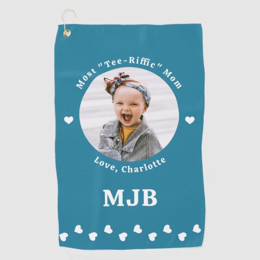 Chique MOM Golfer Gepersonaliseerde Foto Golfer Bl Golfhanddoek (Voorkant)