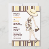 Chique Mom-to-be Bruin Geel Gestreept Baby shower Kaart (Voorkant)