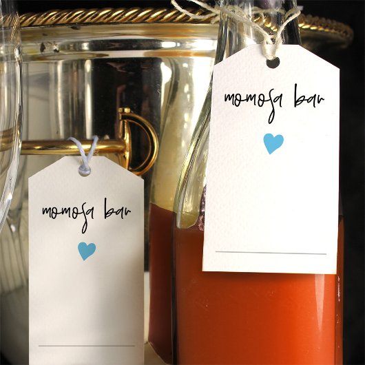 Chique Momosa Bottle Neck Label Blauw Hart Cadeaulabel