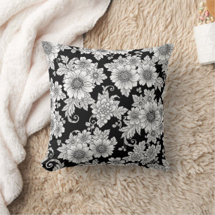 Chique monochrome bloem luxe patroon (2) kussen