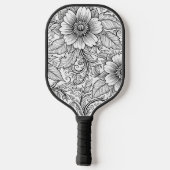 Chique monochrome bloem luxe patroon (3) pickleball paddle (Achterkant)