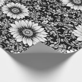 Chique monochrome bloem luxe patroon (5) cadeaupapier (Hoek)