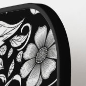 Chique monochrome bloem luxe patroon (6) pickleball paddle (Links Detail)