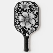 Chique monochrome bloem luxe patroon (6) pickleball paddle (Achterkant)