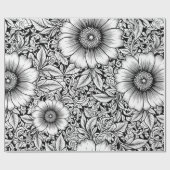 Chique monochrome bloemen luxe patroon (7) cadeaupapier (Vlak)