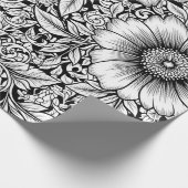 Chique monochrome bloemen luxe patroon (7) cadeaupapier (Hoek)
