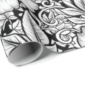 Chique monochrome bloemen luxe patroon (7) cadeaupapier (Rol Hoek)