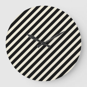 Chique monochrome zwart-wit diagonale strepen grote klok