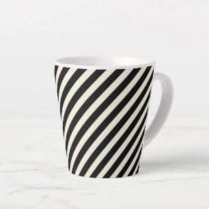 Chique monochrome zwart-wit diagonale strepen latte mok