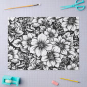 Chique monochroom bloem luxe patroon (1) tissuepapier (Craft)