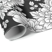 Chique monochroom bloem luxe patroon (2) cadeaupapier (Rol Hoek)