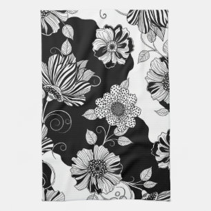 Chique monochroom bloem luxe patroon (4) theedoek