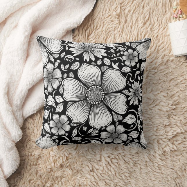 Chique monochroom bloem luxe patroon (6) kussen (Deken)