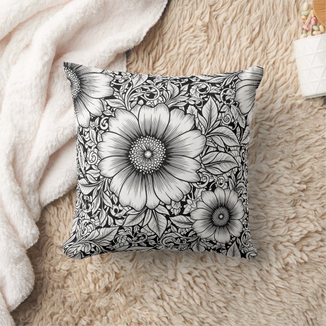 Chique monochroom bloem luxe patroon (7) kussen (Deken)