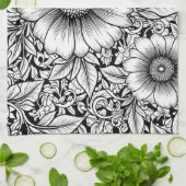 Chique monochroom bloem luxe patroon (7) theedoek (Gevouwen)