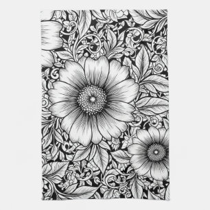 Chique monochroom bloem luxe patroon (7) theedoek
