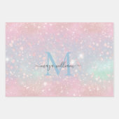 Chique Monogram 3 Kleur Glitter Roze Inpakpapier Vel (Voorkant)