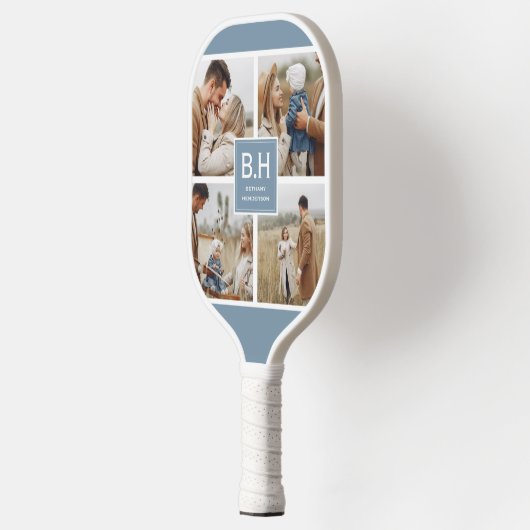 Chique Monogram 4 Foto Collage Pickleball Paddle (Links)