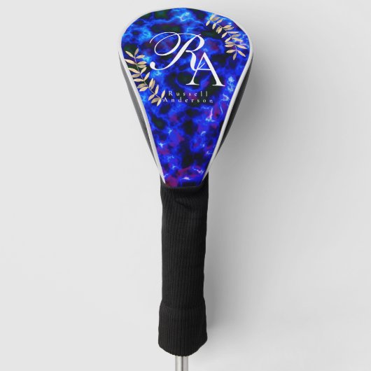 Chique monogram blauw golfheadcover (Voorkant)