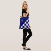 Chique Monogram Blauw Wit Buffel Controleer Geomet Tote Bag (Op model)