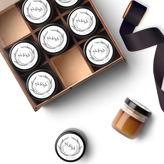 Chique Monogram Bruiloft Envelop Seal / Favor stic Ronde Sticker