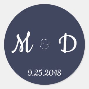 Chique Monogram Bruiloft Stickers